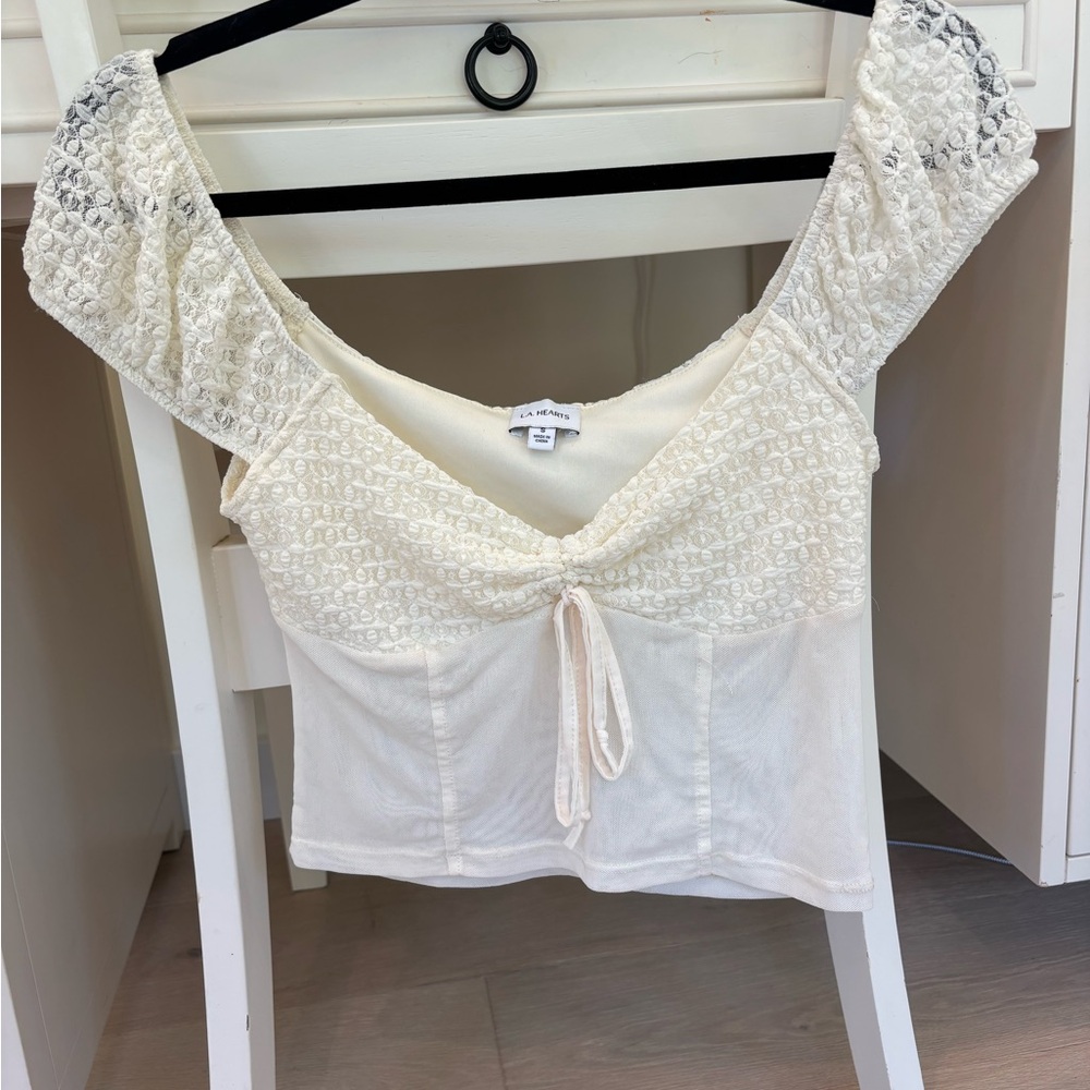 La Hearts Cream Lace Blouse